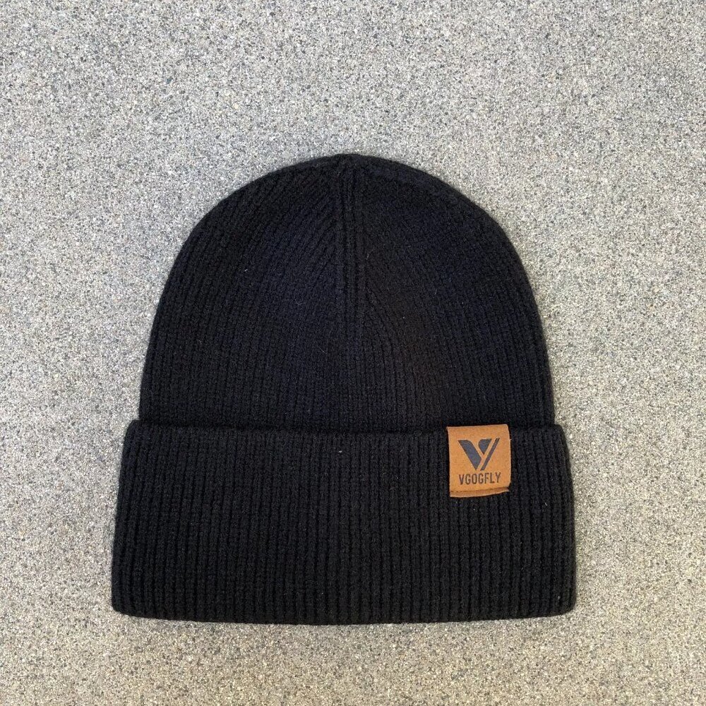 VGOGFLY Cuffed Beanie Hat Men's Black Ribbed Cap Winter​​
